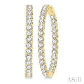 10 ctw Inside-Out Round Cut Diamond 1 1/2 Inch Hoop Earrings in 14K Yellow Gold